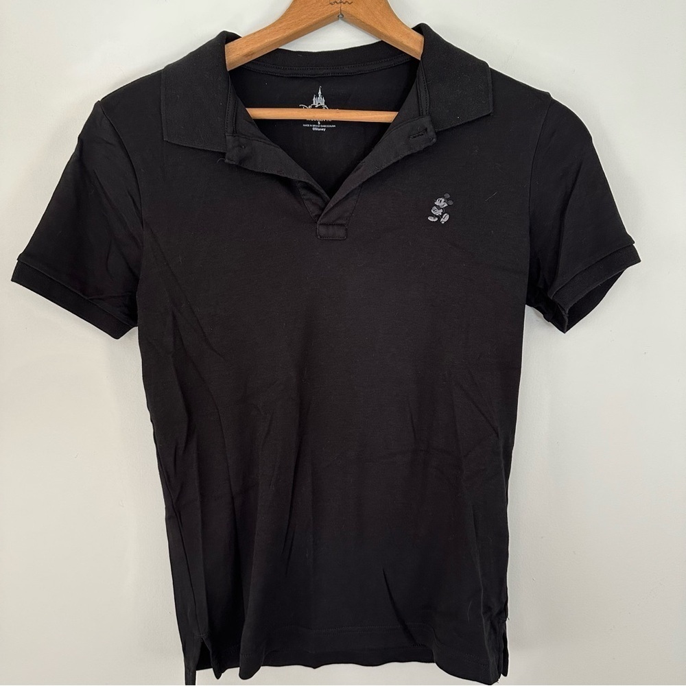 Disney Parks Mickey Embroidered Black Polo Tee Women’s Size Small